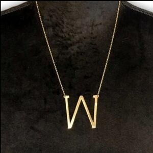 Gold Initial Pendant Necklace Letter W